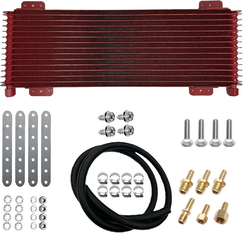 OVANOH Low Pressure Drop Transmission Oil Cooler 40k Transmission Oil Cool Compatible For Heavy Duty 40,000 GVW Max Low Mounting Hardware Towing Applications and Advanced Cooling Protection LPD47391 - Image 1